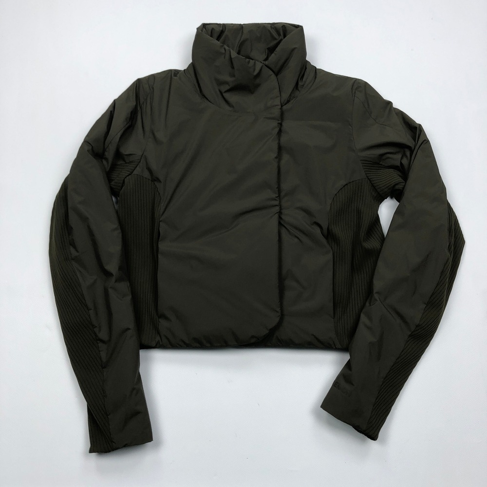 Lululemon Sleek City Jacket Dark Green Primaloft Snap Puffer Size 6 LW4CCTS